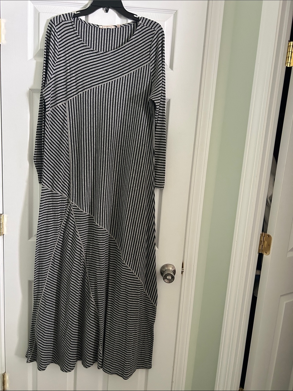 Soft Surroundings Black and gray Striped Maxi Dress